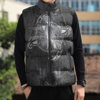 New Zealand Matariki Ururangi Sleeveless Puffer Jacket Maori Moko Grey Galaxy