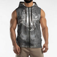 New Zealand Matariki Ururangi Sleeveless Zip Hoodie Maori Moko Grey Galaxy LT05 - Polynesian Pride