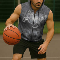 New Zealand Matariki Ururangi Sleeveless Zip Hoodie Maori Moko Grey Galaxy LT05 - Polynesian Pride