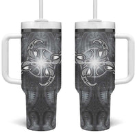New Zealand Matariki Ururangi Tumbler With Handle Maori Moko Grey Galaxy