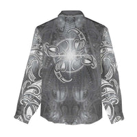 New Zealand Matariki Ururangi Women Casual Shirt Maori Moko Grey Galaxy LT05 - Polynesian Pride