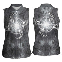 New Zealand Matariki Ururangi Women Sleeveless Polo Shirt Maori Moko Grey Galaxy LT05 - Polynesian Pride