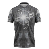 New Zealand Matariki Ururangi Zipper Polo Shirt Maori Moko Grey Galaxy LT05 Grey - Polynesian Pride