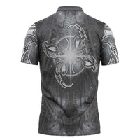 New Zealand Matariki Ururangi Zipper Polo Shirt Maori Moko Grey Galaxy LT05 - Polynesian Pride