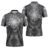 New Zealand Matariki Ururangi Zipper Polo Shirt Maori Moko Grey Galaxy LT05 - Polynesian Pride