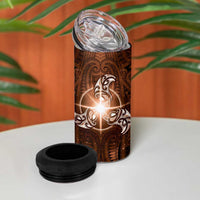 New Zealand Matariki Tupuanuku 4 in 1 Can Cooler Tumbler Maori Moko Brown Galaxy LT05 - Polynesian Pride