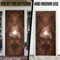 New Zealand Matariki Tupuanuku Door Cover Maori Moko Brown Galaxy LT05 - Polynesian Pride