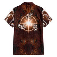New Zealand Matariki Tupuanuku Family Matching Off Shoulder Maxi Dress and Hawaiian Shirt Maori Moko Brown Galaxy LT05 - Polynesian Pride
