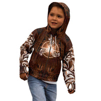New Zealand Matariki Tupuanuku Kid Hoodie Maori Moko Brown Galaxy LT05 - Polynesian Pride
