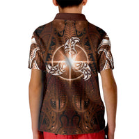 New Zealand Matariki Tupuanuku Kid Polo Shirt Maori Moko Brown Galaxy LT05 - Polynesian Pride