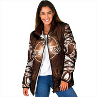 New Zealand Matariki Tupuanuku Padded Jacket Maori Moko Brown Galaxy