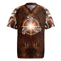 New Zealand Matariki Tupuanuku Rugby Jersey Maori Moko Brown Galaxy LT05 Brown - Polynesian Pride