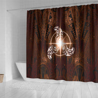 New Zealand Matariki Tupuanuku Shower Curtain Maori Moko Brown Galaxy LT05 - Polynesian Pride