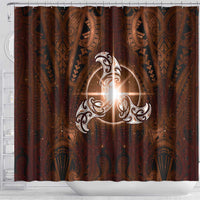 New Zealand Matariki Tupuanuku Shower Curtain Maori Moko Brown Galaxy LT05 - Polynesian Pride