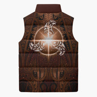 New Zealand Matariki Tupuanuku Sleeveless Puffer Jacket Maori Moko Brown Galaxy LT05 - Polynesian Pride