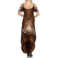 New Zealand Matariki Tupuanuku Summer Maxi Dress Maori Moko Brown Galaxy LT05 - Polynesian Pride