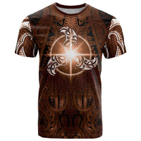 New Zealand Matariki Tupuanuku T Shirt Maori Moko Brown Galaxy LT05 Brown - Polynesian Pride