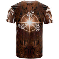 New Zealand Matariki Tupuanuku T Shirt Maori Moko Brown Galaxy LT05 - Polynesian Pride
