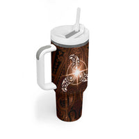 New Zealand Matariki Tupuanuku Tumbler With Handle Maori Moko Brown Galaxy LT05 - Polynesian Pride