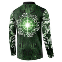 New Zealand Matariki Tupuarangi Button Sweatshirt Maori Moko Green Galaxy