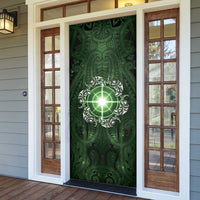 New Zealand Matariki Tupuarangi Door Cover Maori Moko Green Galaxy LT05 - Polynesian Pride