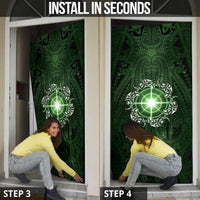 New Zealand Matariki Tupuarangi Door Cover Maori Moko Green Galaxy LT05 - Polynesian Pride