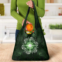 New Zealand Matariki Tupuarangi Grocery Bag Maori Moko Green Galaxy LT05 - Polynesian Pride