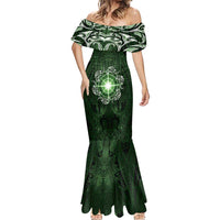 New Zealand Matariki Tupuarangi Mermaid Dress Maori Moko Green Galaxy LT05 - Polynesian Pride