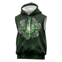 New Zealand Matariki Tupuarangi Sleeveless Hoodie Maori Moko Green Galaxy LT05 Green - Polynesian Pride