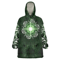 New Zealand Matariki Tupuarangi Wearable Blanket Hoodie Maori Moko Green Galaxy LT05 One Size Green - Polynesian Pride