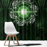 New Zealand Matariki Tupuarangi Window Curtain Maori Moko Green Galaxy