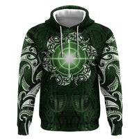 New Zealand Matariki Tupuarangi Zip Hoodie Maori Moko Green Galaxy LT05 Pullover Hoodie Green - Polynesian Pride