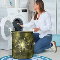 New Zealand Matariki Hiwaiterangi Laundry Basket Maori Moko Yellow Galaxy LT05 - Polynesian Pride