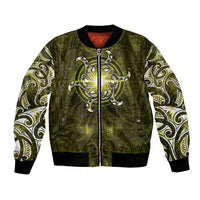 New Zealand Matariki Hiwaiterangi Bomber Jacket Maori Moko Yellow Galaxy