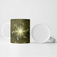 New Zealand Matariki Hiwaiterangi Ceramic Mug Maori Moko Yellow Galaxy