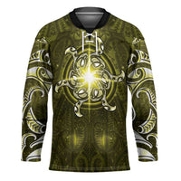 New Zealand Matariki Hiwaiterangi Hockey Jersey Maori Moko Yellow Galaxy LT05 Unisex Yellow - Polynesian Pride