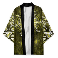 New Zealand Matariki Hiwaiterangi Kimono Maori Moko Yellow Galaxy LT05 Unisex Yellow - Polynesian Pride