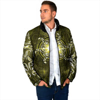 New Zealand Matariki Hiwaiterangi Padded Jacket Maori Moko Yellow Galaxy LT05 - Polynesian Pride
