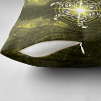 New Zealand Matariki Hiwaiterangi Pillow Cover Maori Moko Yellow Galaxy LT05 - Polynesian Pride