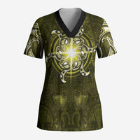 New Zealand Matariki Hiwaiterangi Scrub Top Maori Moko Yellow Galaxy LT05 Adult Yellow - Polynesian Pride