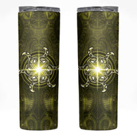 New Zealand Matariki Hiwaiterangi Skinny Tumbler Maori Moko Yellow Galaxy LT05 Yellow - Polynesian Pride