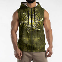 New Zealand Matariki Hiwaiterangi Sleeveless Zip Hoodie Maori Moko Yellow Galaxy LT05 - Polynesian Pride