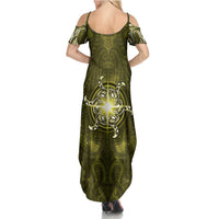 New Zealand Matariki Hiwaiterangi Summer Maxi Dress Maori Moko Yellow Galaxy LT05 - Polynesian Pride