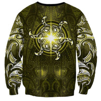 New Zealand Matariki Hiwaiterangi Sweatshirt Maori Moko Yellow Galaxy