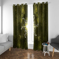 New Zealand Matariki Hiwaiterangi Window Curtain Maori Moko Yellow Galaxy LT05 With Grommets Yellow - Polynesian Pride