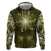 New Zealand Matariki Hiwaiterangi Zip Hoodie Maori Moko Yellow Galaxy LT05 Pullover Hoodie Yellow - Polynesian Pride