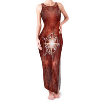 New Zealand Matariki Pohutukawa Family Matching Tank Maxi Dress and Hawaiian Shirt Maori Moko Red Galaxy LT05 Mom's Dress Red - Polynesian Pride