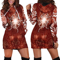 New Zealand Matariki Pohutukawa Hoodie Dress Maori Moko Red Galaxy LT05 - Polynesian Pride