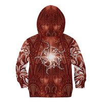 New Zealand Matariki Pohutukawa Kid Hoodie Maori Moko Red Galaxy LT05 - Polynesian Pride