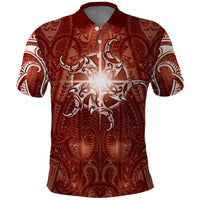 New Zealand Matariki Pohutukawa Polo Shirt Maori Moko Red Galaxy LT05 Red - Polynesian Pride